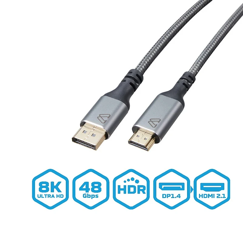 BlueDiamond PRO Display Port to HDMI 8K Cable - Ultra HD - 48Gbps - Dynamic HDR - DP 1.4 - HDMI 2.1 - 8K@60Hz, 4K@120Hz, 3ft