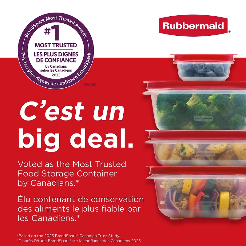 Rubbermaid EasyStore Medium Rectangle Food Storage Containers with Lids, 18-Piece Set