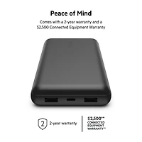 Belkin Chargeur portable USB-C, 20 000 mAh avec 1 port USB-C et 2 ports USB-A pour une charge jusqu’à 15W pour iPhone 14 Pro, 14 Pro Max, AirPods, iPad, Galaxy S23, S23+, Ultra - Noir