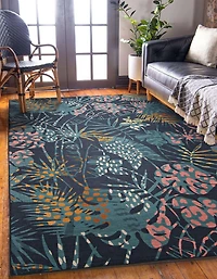 Outdoor Washable Miramar Navy & Gold 5' x 7' Area Rug