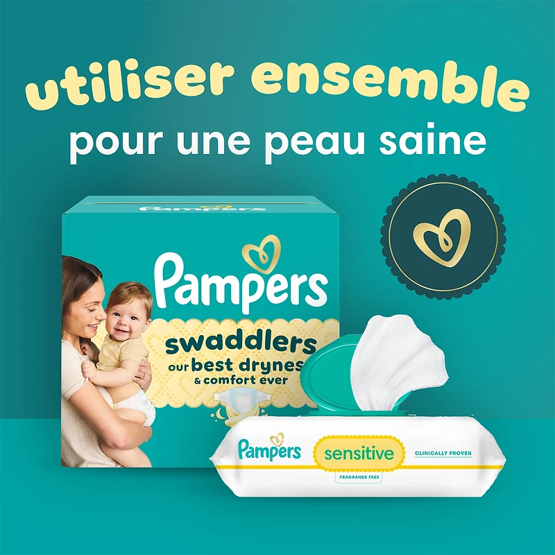 Pampers Swaddlers Couches, Taille 2 (10-22 lbs), Absorbantes, Garde Bébé au Sec et Confortable, Couche Jetable pour Bébé Sécuritaire pour la Peau
