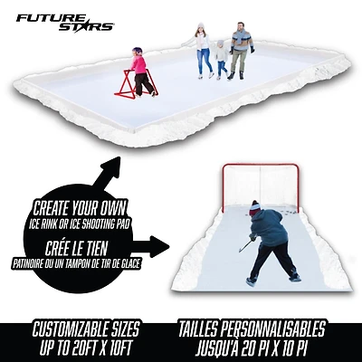 Future Stars Backyard Ice Rink Kit - Frame, Tarp and In-Ground pegs - Customize Size up to 20' x 10'!