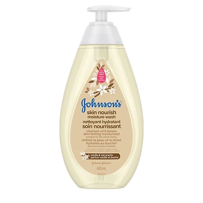 Nettoyant hydratant Johnson's Soin nourrissant Vanille et avoine - Soins de la peau pour bébés - Peau sensible - Parfum de vanille - 600 ml