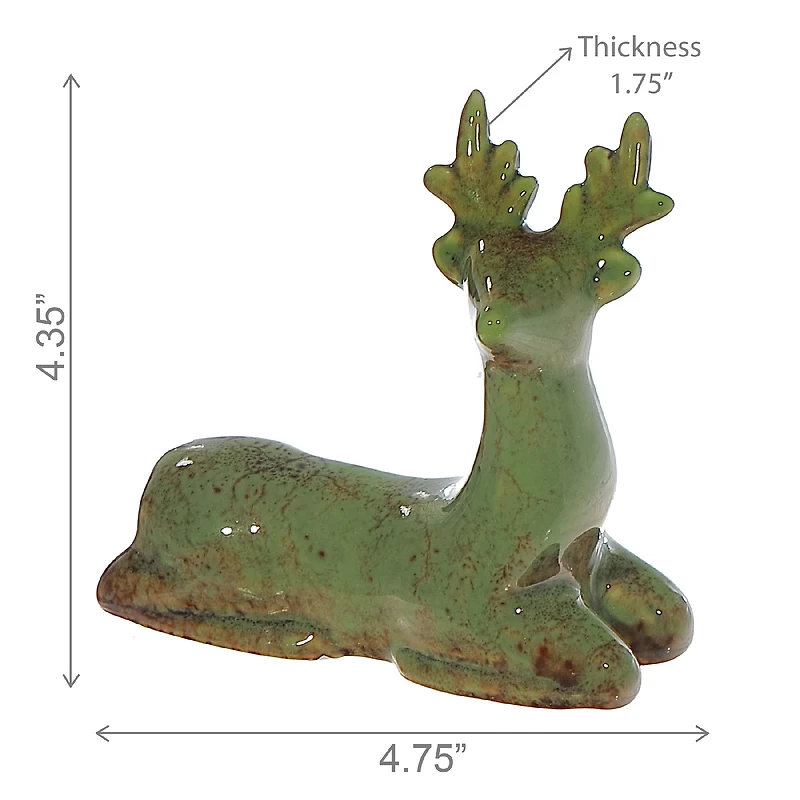 Décoration De Renne Assis En Porcelaine (Vert)