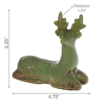 Décoration De Renne Assis En Porcelaine (Vert)
