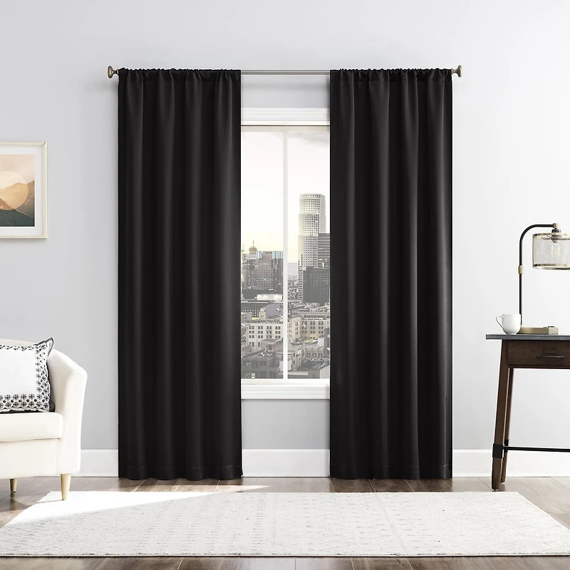 Sun Zero Laredo 2-Pack 100% Blackout Rod Pocket Window Curtains Panel Pair