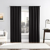 Sun Zero Laredo 2-Pack 100% Blackout Rod Pocket Window Curtains Panel Pair