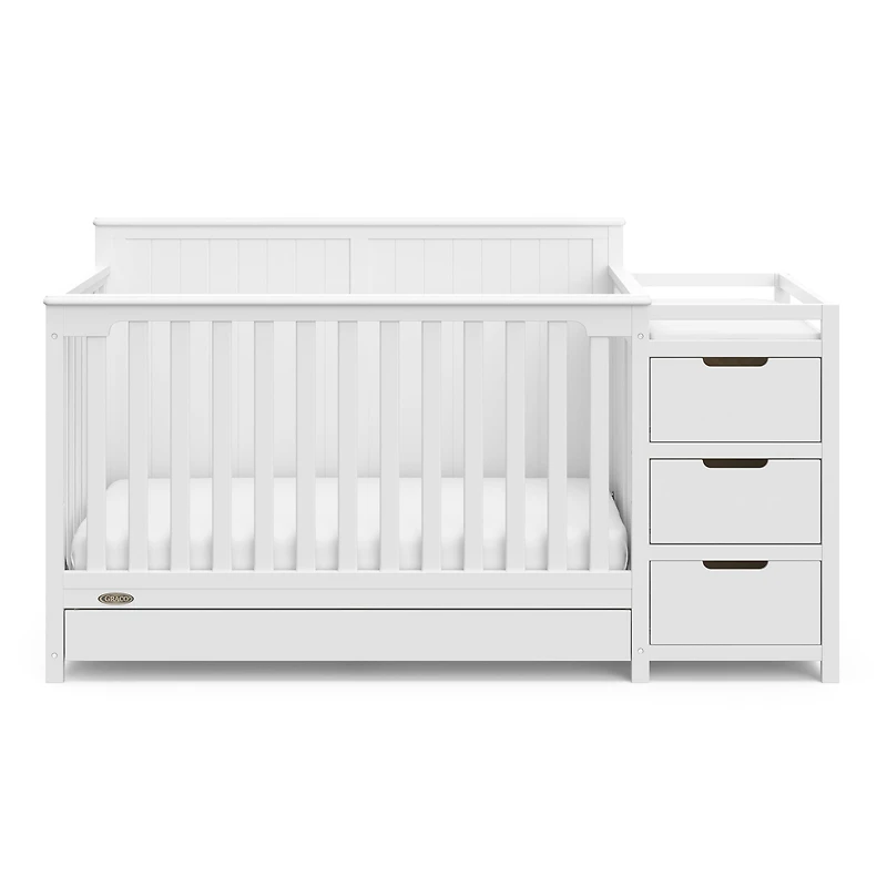 Graco Hadley 5-in-1 Convertible Baby Crib and Changer with Drawer, White