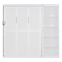 Homy Casa Full Size Murphy Bed with Storage Shelves, White, Foldable Wall Bed