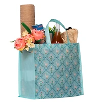 Walmart Spring Reusable Shopping Bag, Grocery Tote Bag with Bottle Holders, Blue