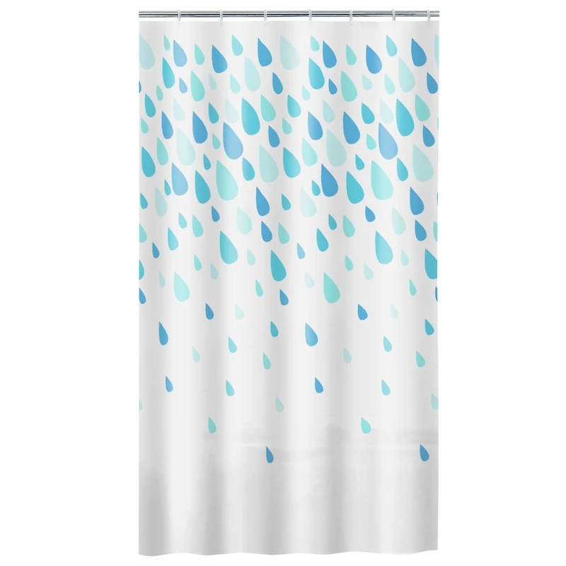 Mainstays Waterproof PEVA Raindrops Shower Curtain, 70" x 72", Aqua Blue