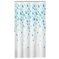 Mainstays Waterproof PEVA Raindrops Shower Curtain, 70" x 72", Aqua Blue