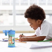Thermos Kids Bouteille d'eau isolée sous vide avec paille rabattable, 355 ml, Bluey