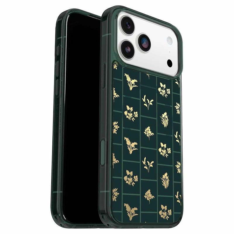 OtterBox Étui Symmetry Clear MagSafe avec Contrôle de la Caméra Golden Bloom (Vert) pour iPhone 17 Pro Max