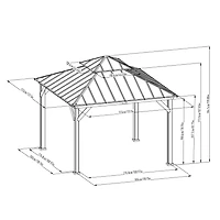 HOMETRENDS 11' x 11' Hardtop Cedar Square Gazebo, Black