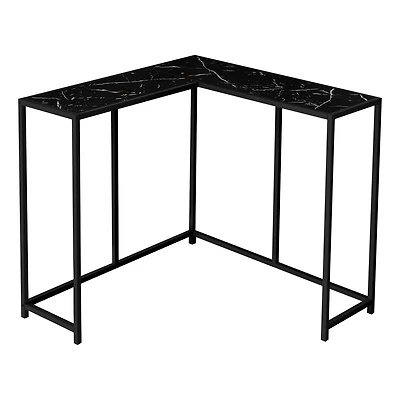 Monarch Specialties Table D'appoint, Console, Entrée, Étroit, Coin, Salon, Chambre À Coucher, Métal, Stratifié, D'aspect Marbre Noir, Contemporain, Moderne