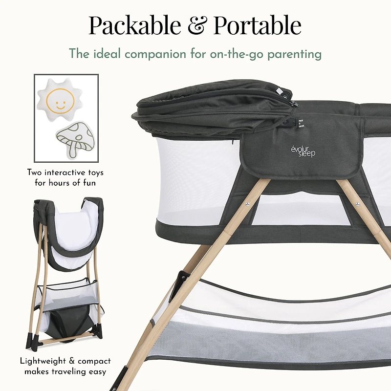 Evolur Cozy Dreamer Bassinet, Black