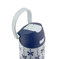 TAL Stainless Steel 2-in-1 Straw and Chug Water Bottle with Push Lid 24 fl oz, Blue Bows