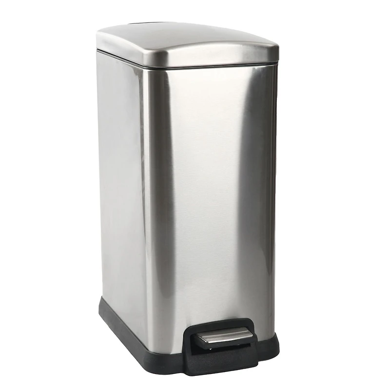 Hometrends 15 Liter Stainless Steel Hands Free Bathroom Trash Can, Durable Foot Pedal, Fingerprint-proof stainless steel finish Wastebasket