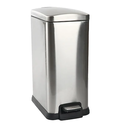 Hometrends 15 Liter Stainless Steel Hands Free Bathroom Trash Can, Durable Foot Pedal, Fingerprint-proof stainless steel finish Wastebasket