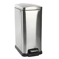 Hometrends 15 Liter Stainless Steel Hands Free Bathroom Trash Can, Durable Foot Pedal, Fingerprint-proof stainless steel finish Wastebasket