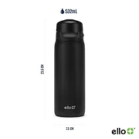 Ello 18 oz Flip & Fill Black Stainless Steel Water Bottle