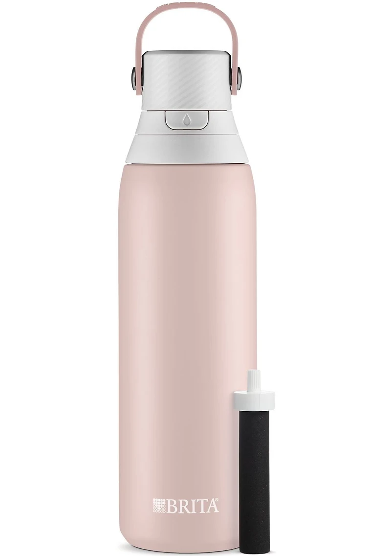 Bouteille isolante en acier inoxydable Brita avec filtre, paille, anneau de transport et capuchon antifuites. Sans BPA, idéale pour le sport, les voyages ou la randonnée. Capacité de 768 mL, cadeau pa