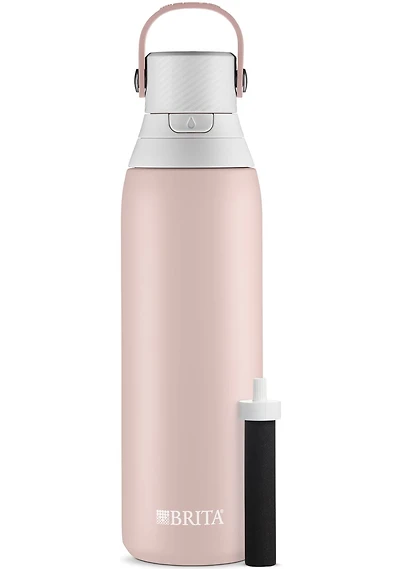 Brita Insulated Stainless Steel Filtering Water Bottle with Straw, BPA-Free Water bottle for Sports, Travel or Hiking, Great for gifting, Easy-carry loop, Leak-proof lid, 26 Oz,