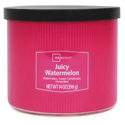 Bougie parfumée Mainstays à 3 mèches, enveloppée texturée à la pastèque juteuse, 14 oz