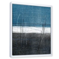 Designart Teal Meets Grey Abstract Art FLOAT FRAME WALL ART