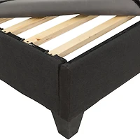 PRIMO Carter Upholstered Platform Bed Frame – Twin Size, Dark Grey Linen Look Fabric, No Box Spring Required, Durable Wood Slats – Bedroom Foundation