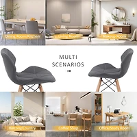 Noble House Modern Dining Chair with Backrest,High-Resilience Sponge Filling and PU Leather Surface,Set of 2 (Grey)