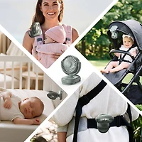 Momcozy Portable Clip Mini Fan for Infants & Toddlers, 4-Speed Rechargeable, Lightweight 0.26 lb, 360° Rotatable Cooling Fan for Stroller