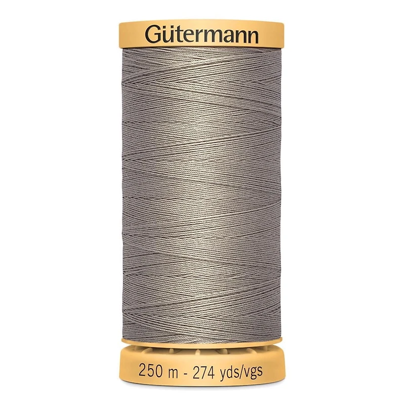 GÜTERMANN Cotton 50wt Thread, 250 m (273.4 yd), Black, Strong & Lustrous for Sewing