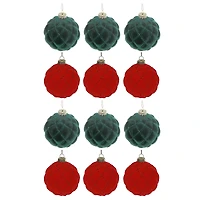 Velveteen Glass Ball Ornament (Asstd) (12/Disp) - Set of 12