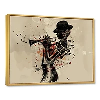 Designart Woman Playing Jazz Trumpet FLOAT FRAME WALL ART