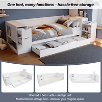 Noble House Full Size Daybed with Headboard Storage, White