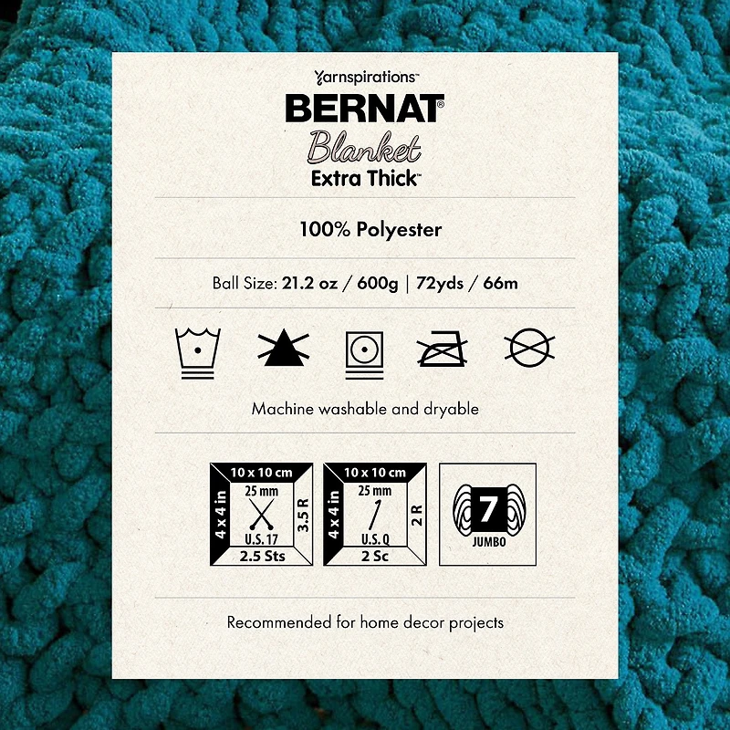 Bernat® Blanket Extra Thick™ #7 Jumbo Polyester Yarn, Teal Ivy 21.2oz/600g 72 Yards