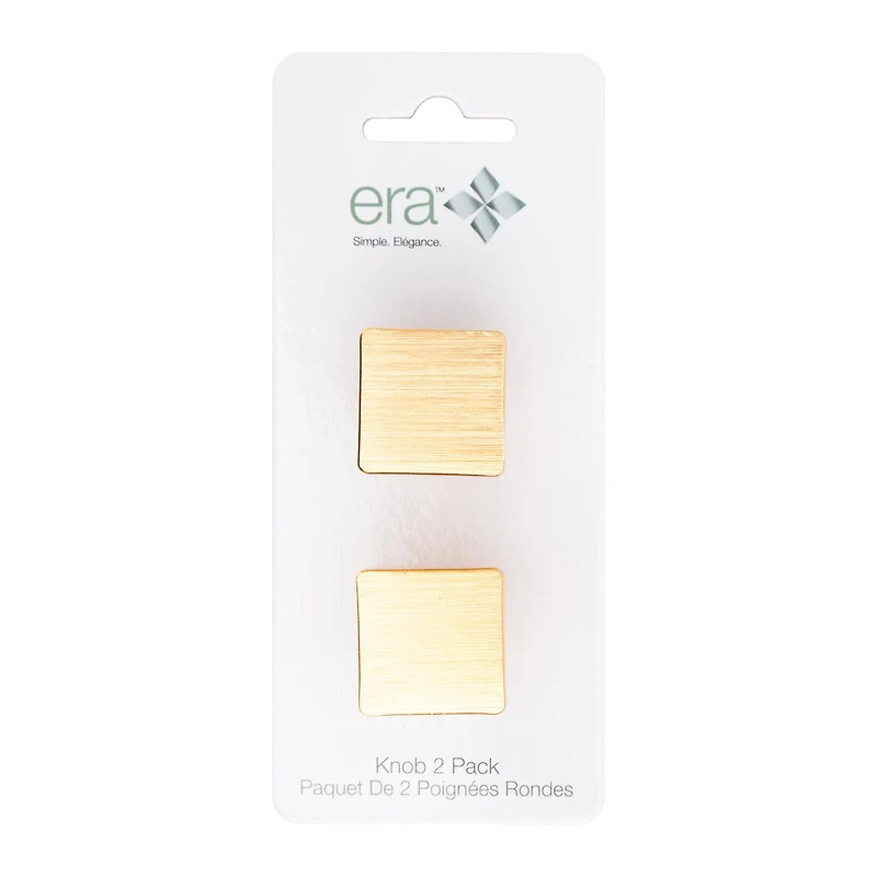 Era Square Knob 2-Pack Brushed Gold
