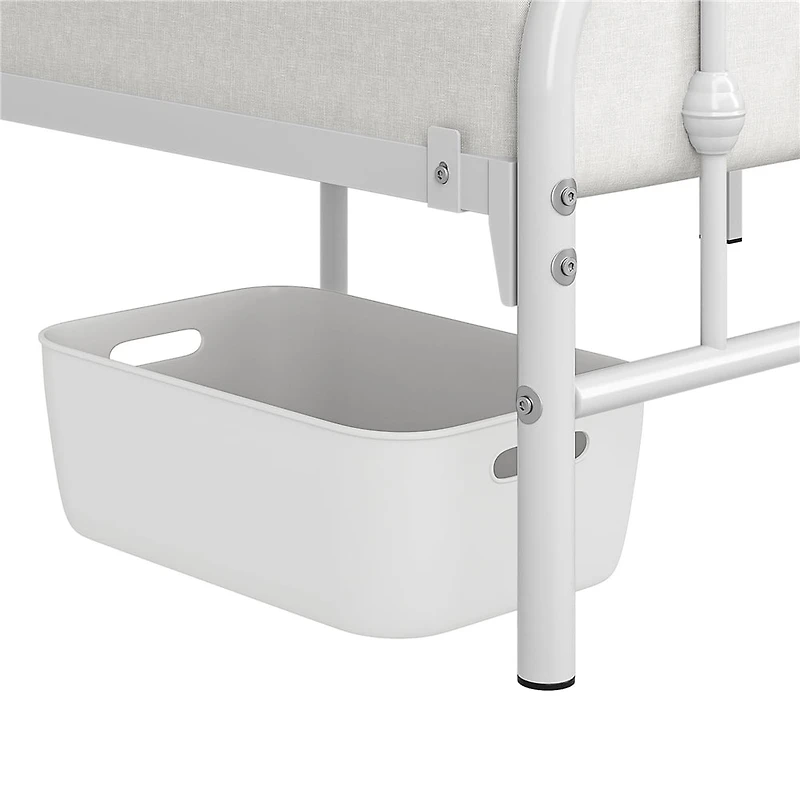 FullFurnique Modern Metal Bed Frame with Arched Headboard and Footboard, Full, White