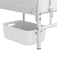 FullFurnique Modern Metal Bed Frame with Arched Headboard and Footboard, Full, White