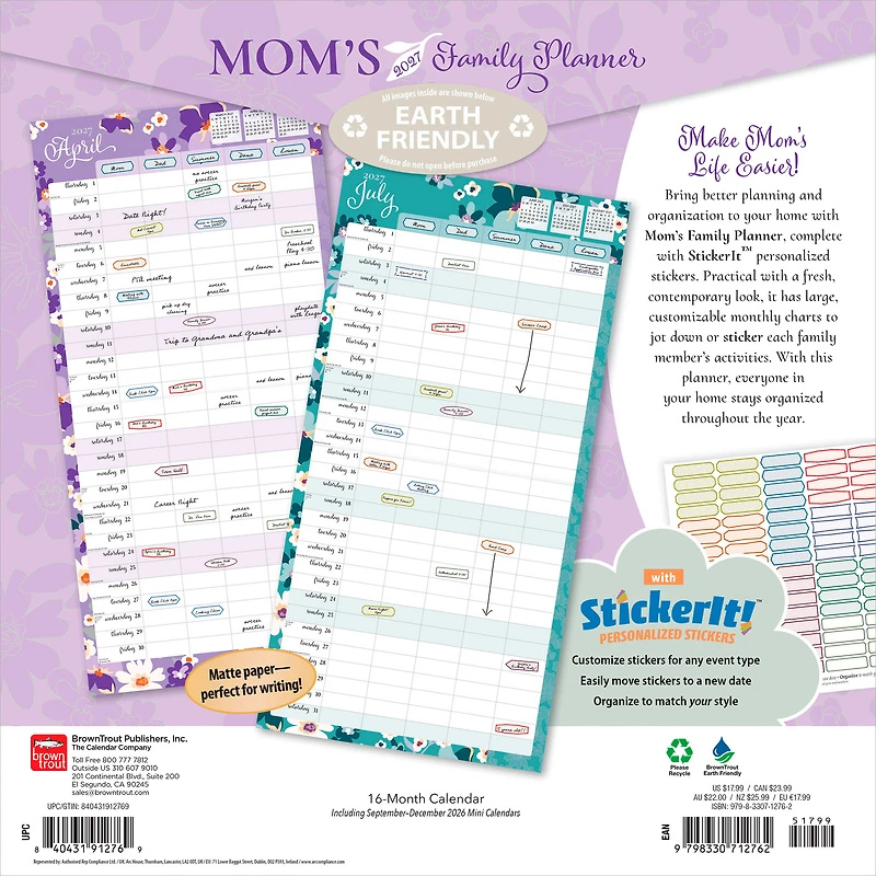 Mom's Family Planner 2027 Square Matte