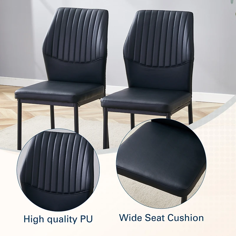 Noble House Luxury minimalist chair - 4 high elasticity black PU dining chairs