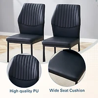 Noble House Luxury minimalist chair - 4 high elasticity black PU dining chairs