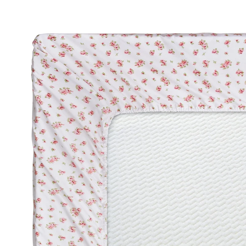 Marina Decoration Printed 600 Thread Count Soft Deep Pocket Hotel Standard Cotton Blend Percale Bedding Sheet Set, Pink Rose Floral Pattern