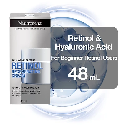 Crème régénératrice Neutrogena Correcteur de rides express, Hydratant Visage et yeux avec rétinol - Sérum avec acide hyaluronique, 48 ml