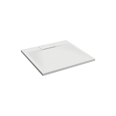 Emberveil White SMC Shower Base 36" x 36" – Low Profile Anti-Slip Stone Texture with Side Drain