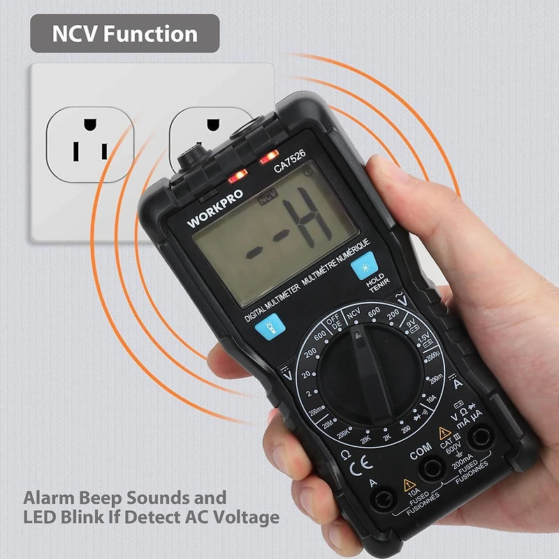 WorkPro 5 Piece Electrical Tester Kit,Digital Multimeter,NCV Detector,GFCI Receptacle Tester,Wire Stripper