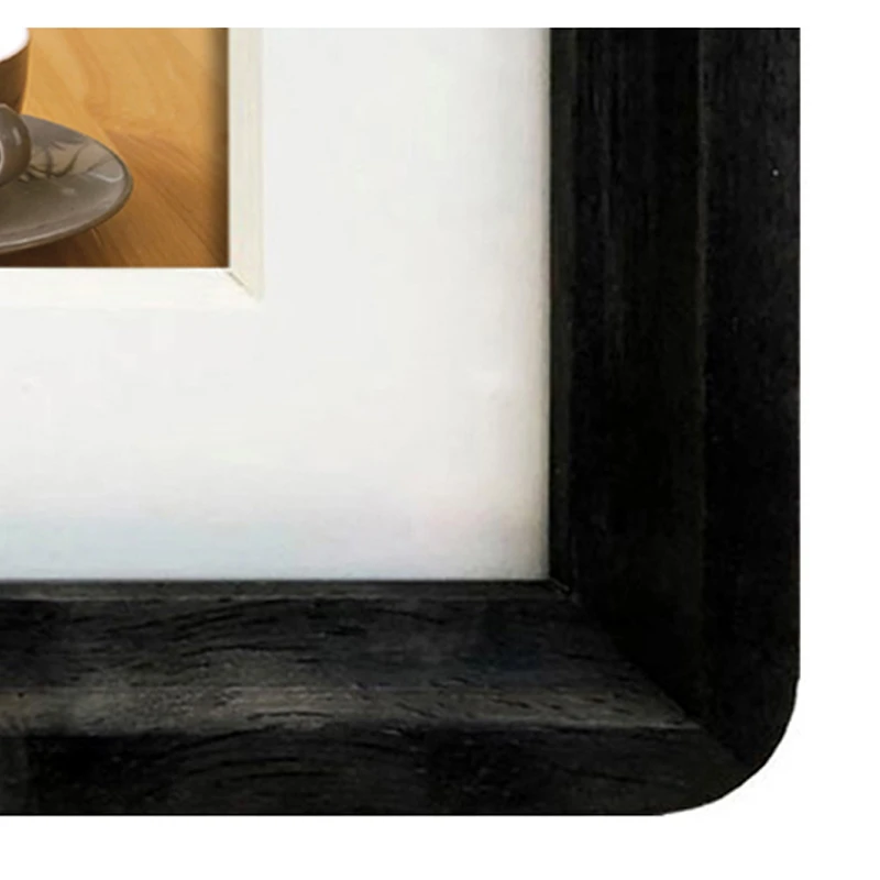 Curved Edge 7x7in Black Decorative Wood Frame, Decorative Tabletop and Wall Picture Frame