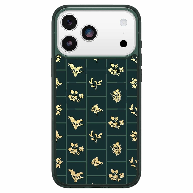 OtterBox Étui Symmetry Clear MagSafe avec Contrôle de la Caméra Golden Bloom (Vert) pour iPhone 17 Pro Max